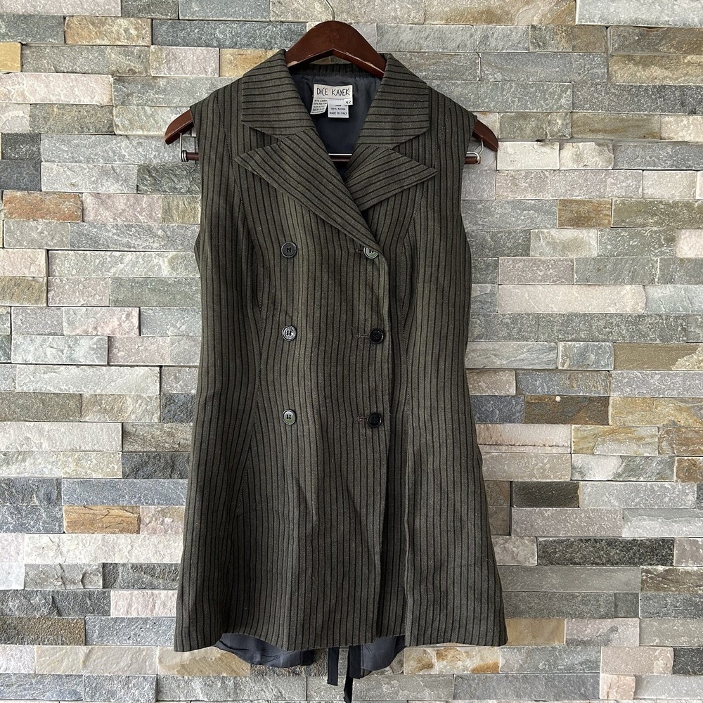 Dice Kayek Women's Vest Double Breasted Open Back Tie Linen Size 42